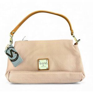 Valentina Made In Italy Pebbled Leather Triple Entry Slouch Bag BRAND NEW